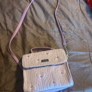 Betsey Johnson  Pink Quilted Heart Crossbody Bag
